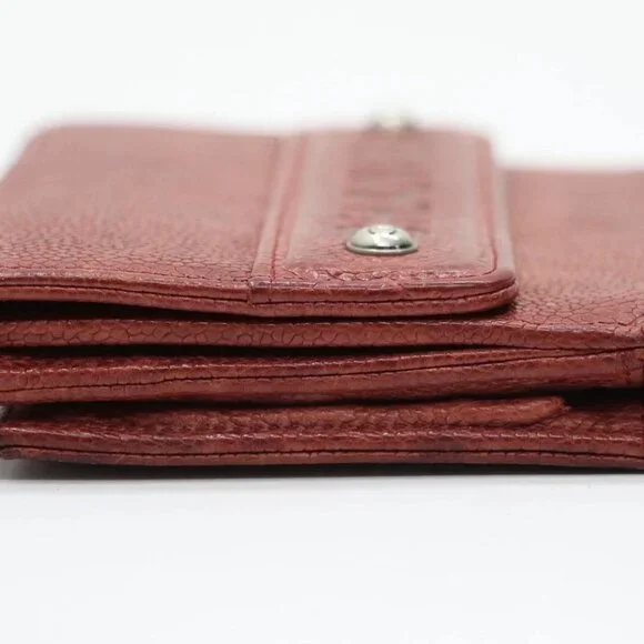 Chanel Red Caviar Leather Billfold Vintage 2005 Wallet